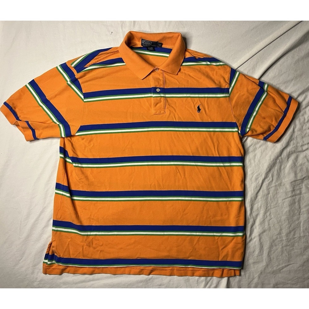 Polo Ralph Lauren Shirt Men's 2XB BIG Multicolored Stripes Short Sleeve